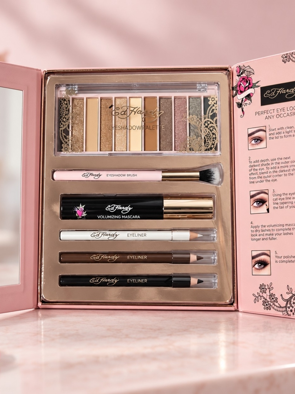 Ed Hardy Pink, Gold and Neutral Eyeshadow & Liner Set
